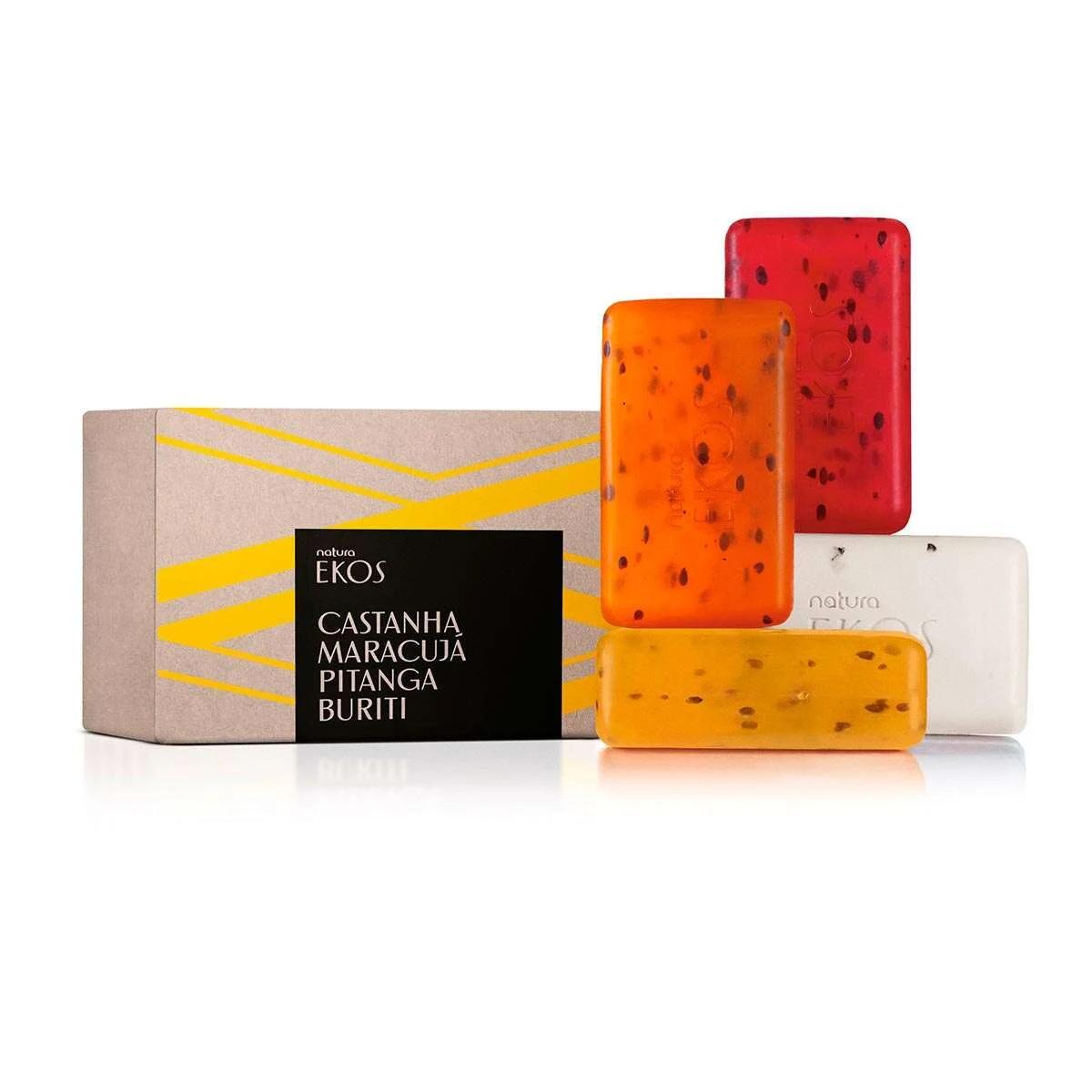 CAJA DE JABONES EXFOLIANTES REFRESCANTES 4 UND EKOS
