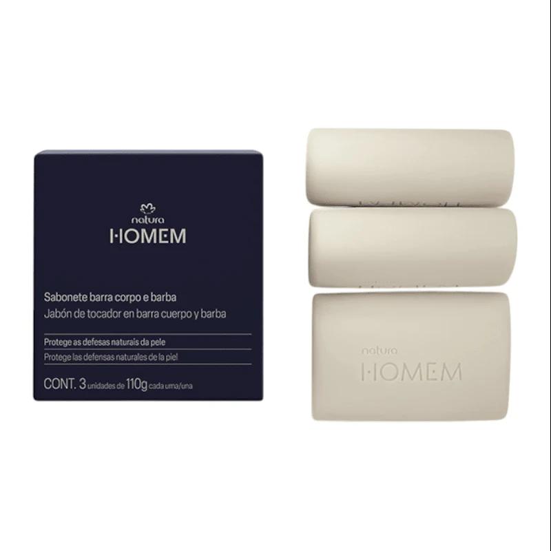 CAJA DE JABONES HOMEM 2 EN 1 PARA CUERPO Y BARBA 3 UND